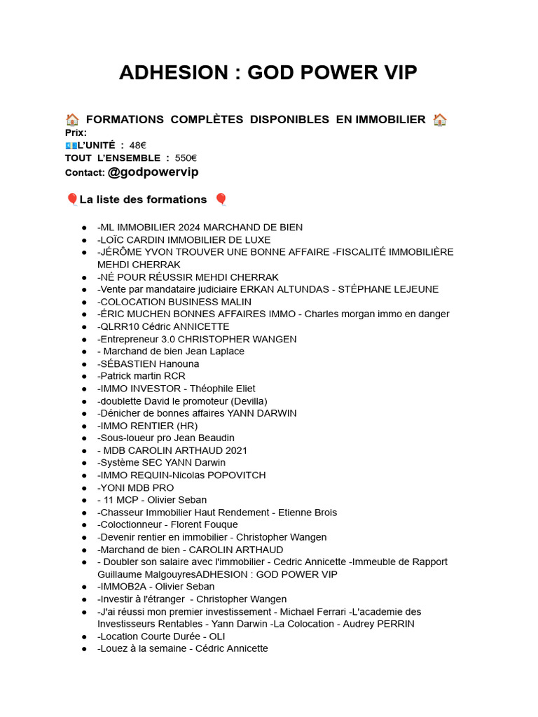 Formations VIP en Immobilier et Business | PDF | Secteurs de l'économie ...