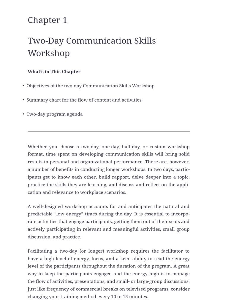 Two-Day Communication Skills Workshop | PDF | Communication | Learning