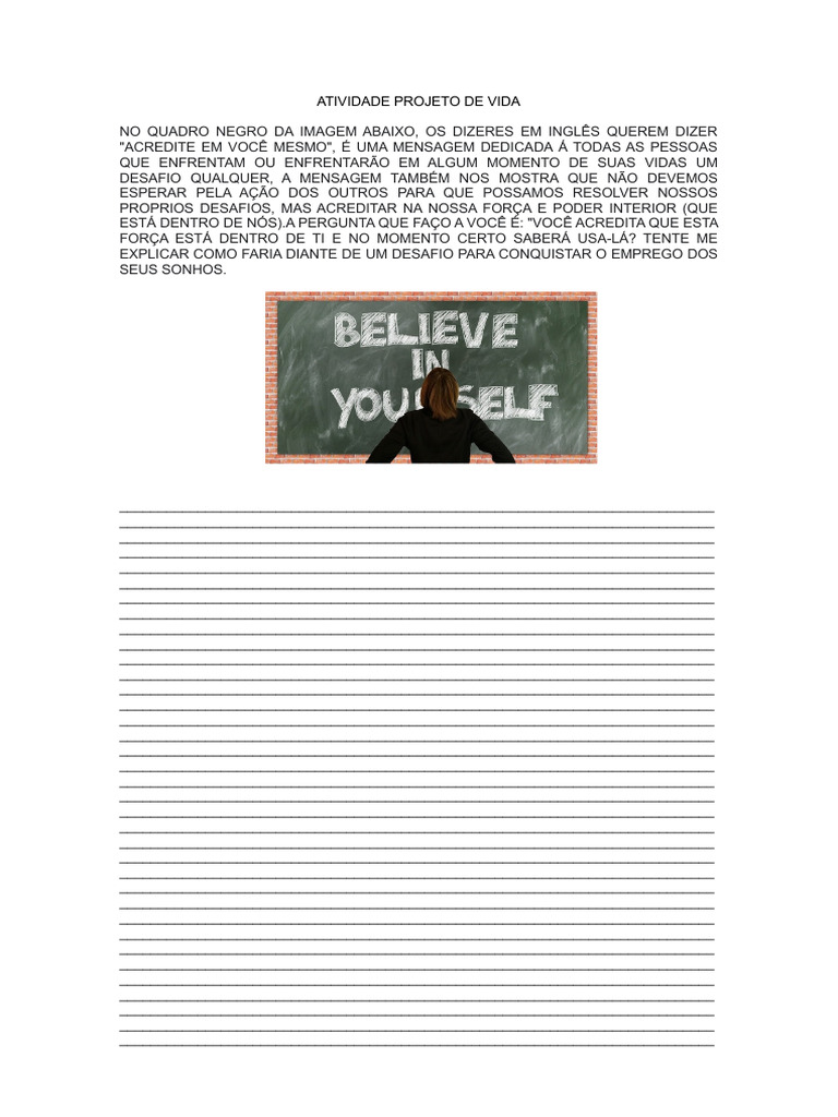 Atividade Projeto de Vida | PDF