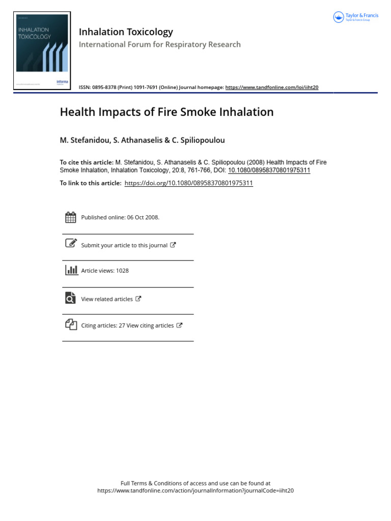 2008 Health Impacts of Fire Smoke Inhalation | PDF | Fires | Wildfire
