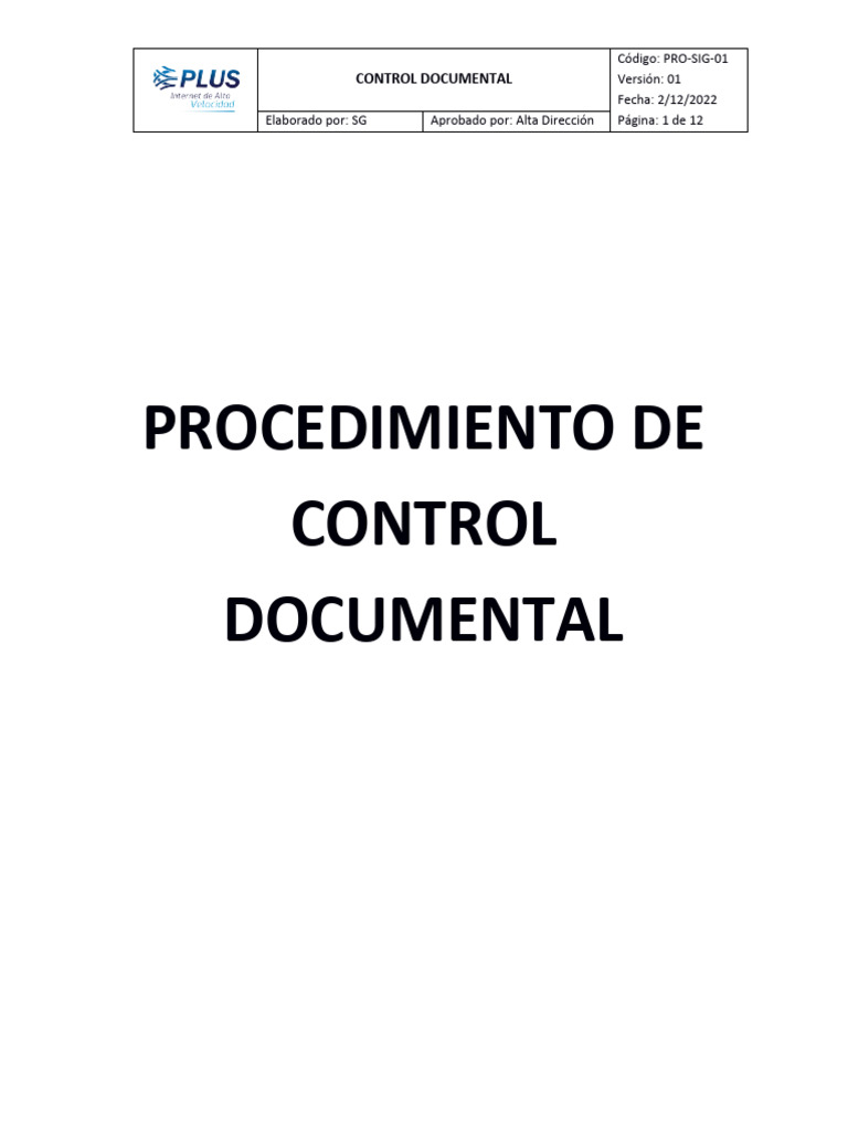 Pro Sig 01 Control Documental | PDF | Sistema de manejo de calidad ...