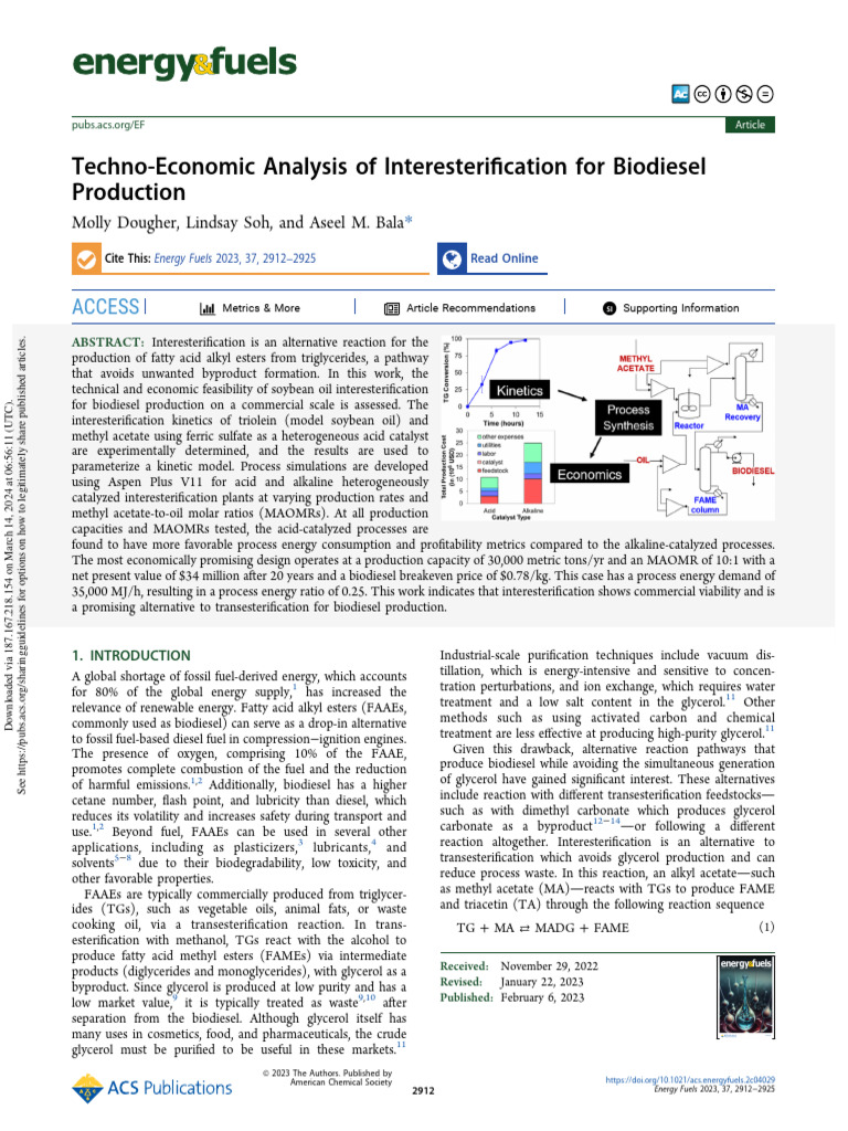 Biodiesel Production via Interesterification | PDF | Biodiesel | Catalysis