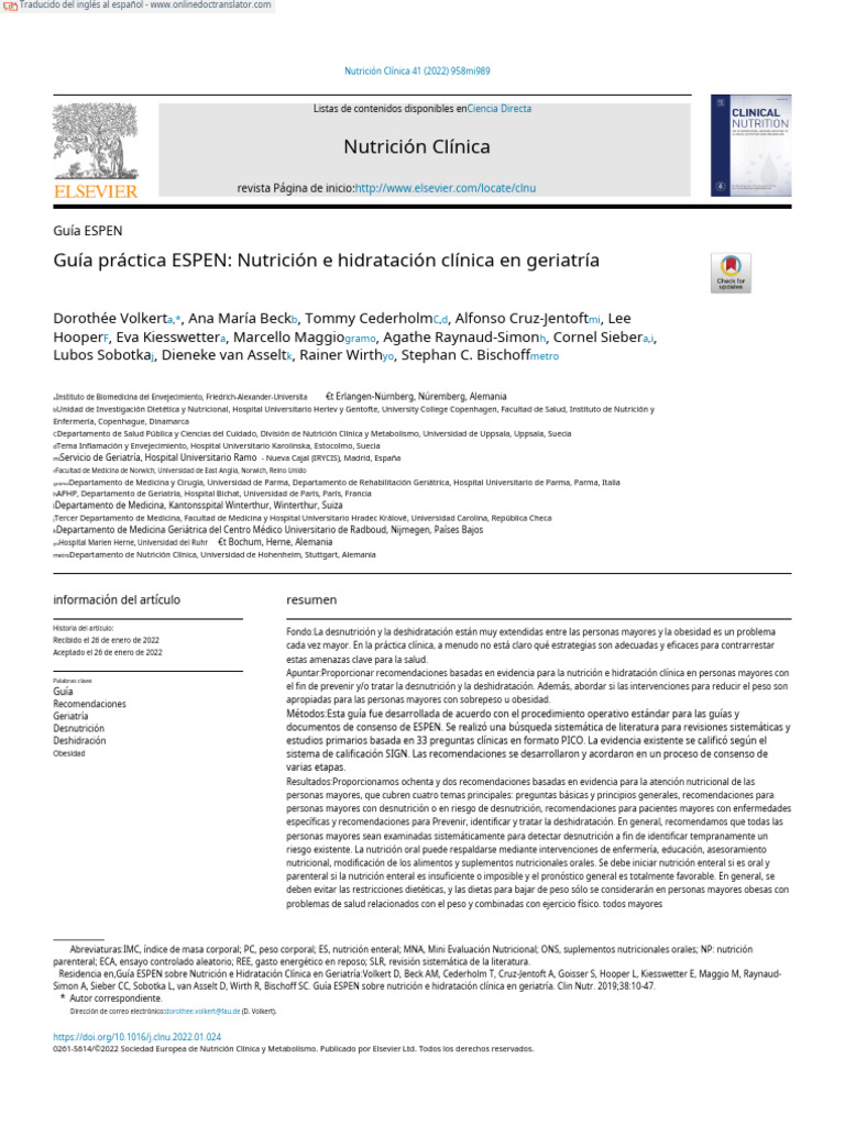 ESPEN Practical Guideline Clinical Nutrition and Hydration in ...