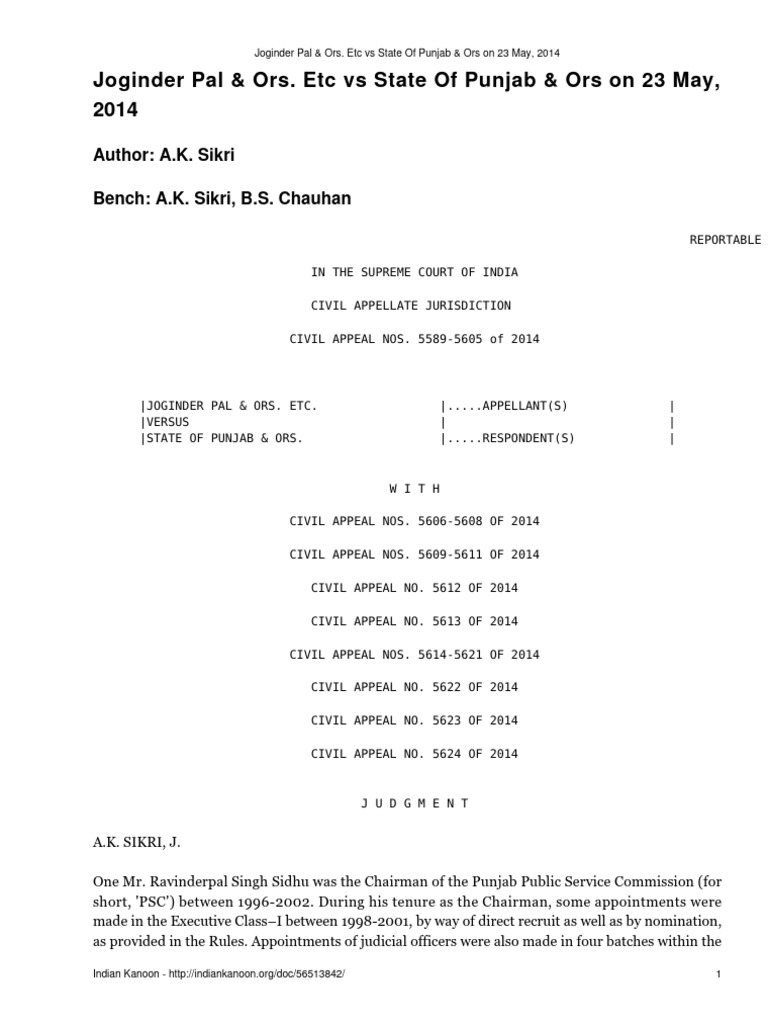 Supreme Court Ruling on Punjab PSC Corruption | PDF | Judgment (Law ...