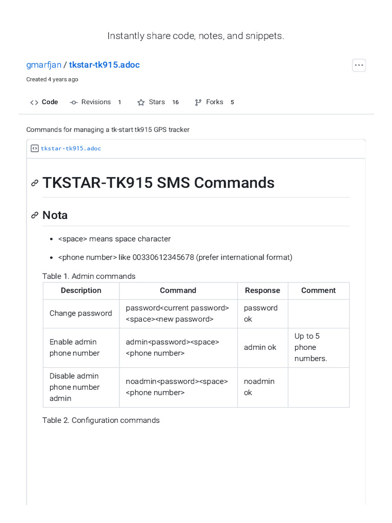 TK915 GPS Tracker Command Guide | PDF | General Packet Radio Service ...