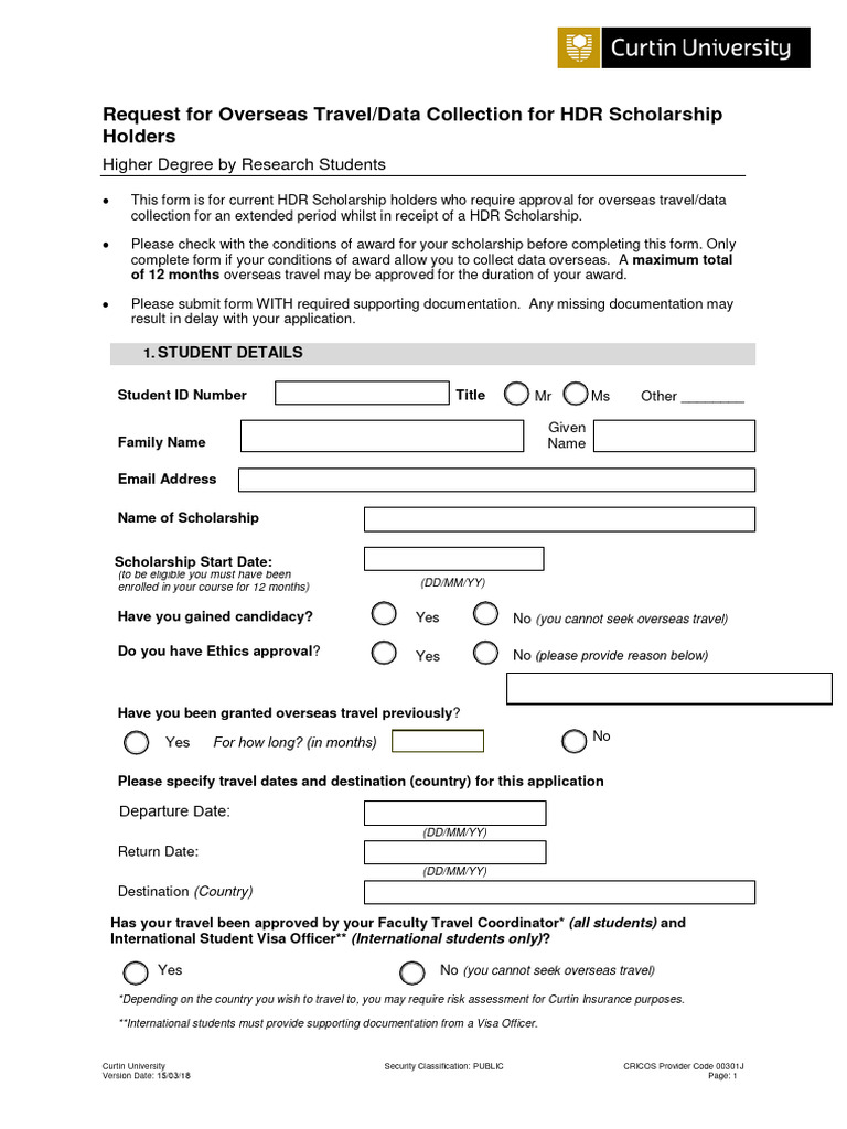Overseas Travel Data Collection Form Template | PDF | Travel Visa
