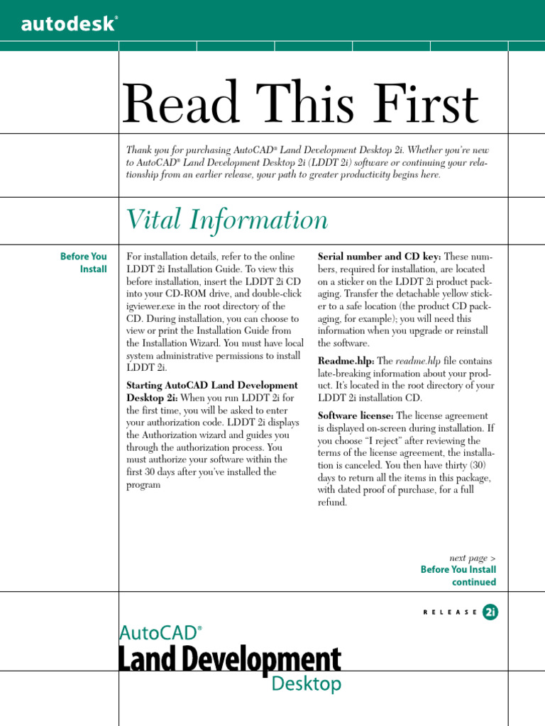 Land R2i Read This First | PDF | Auto Cad | Autodesk