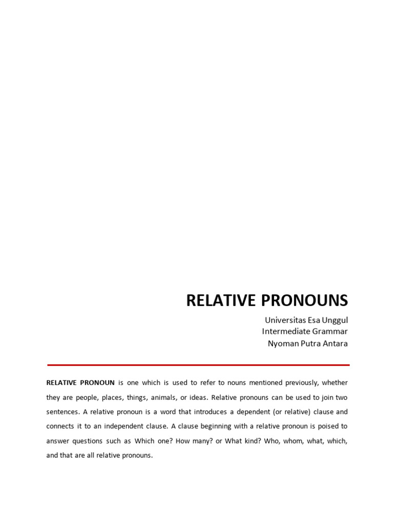 Understanding Relative Pronouns | PDF | Pronoun | Linguistic Typology