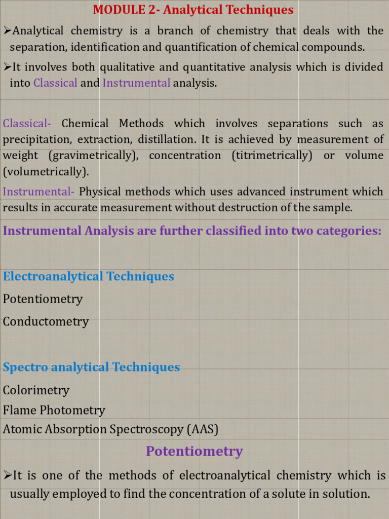 MODULE 2Analytical Techniques Download Free PDF Ph Chemistry