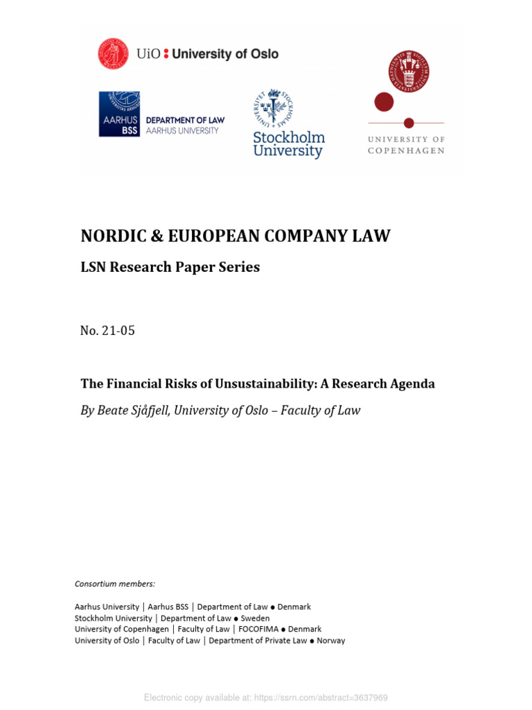 Financial Risks of Unsustainability Report | PDF | Sustainability | Risk