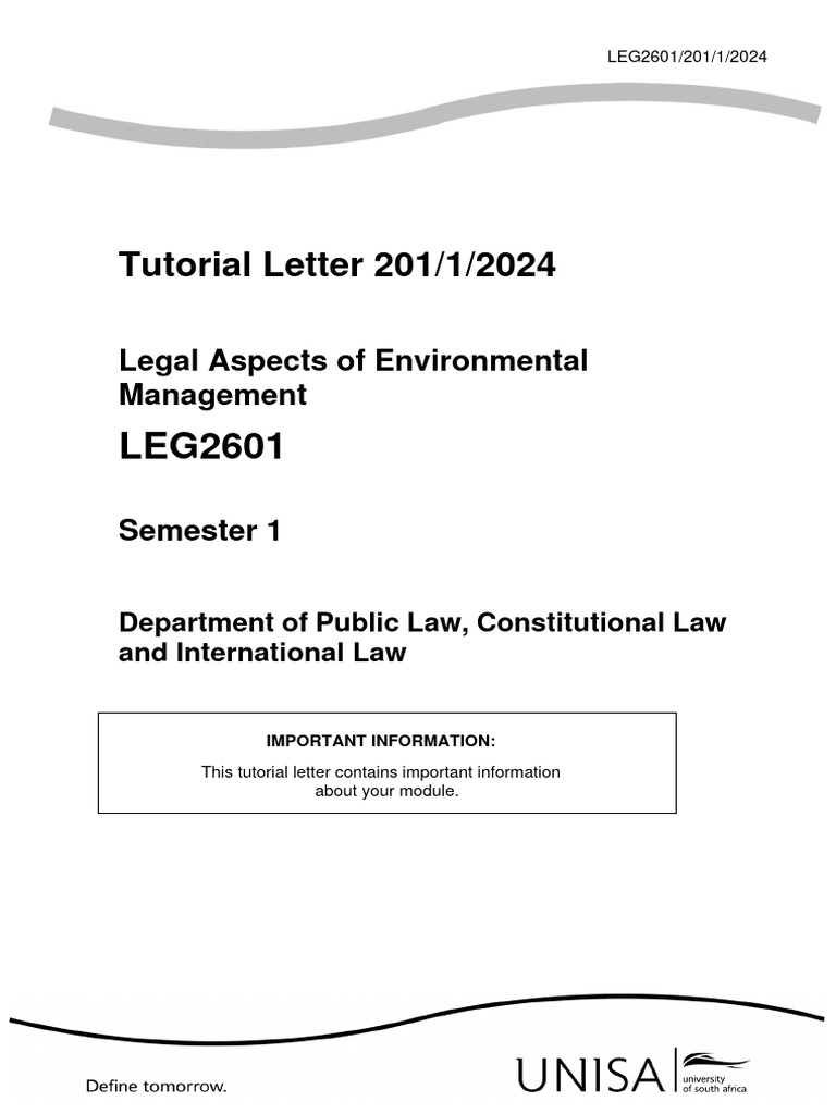LEG2601 Exam Preparation Guide 2024 | PDF | Environmental Impact ...