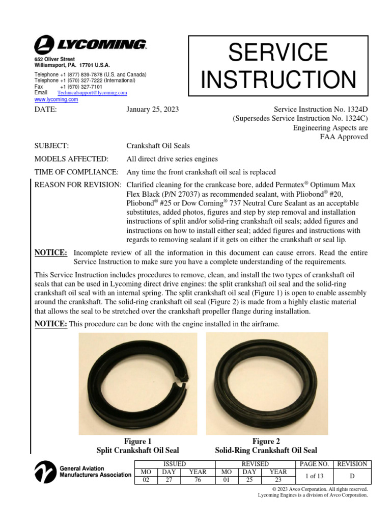 SI1324D Crankshaft Oil Seals PDF
