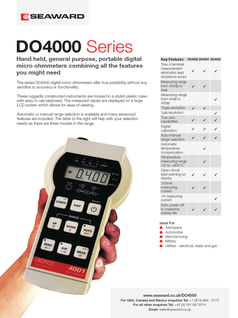 Series Hand Held, General Purpose, Portable Digital Micro Ohmmeters