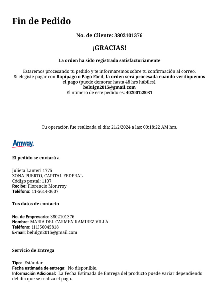 Confirmación de Pedido y Detalles | PDF | Bancario | Tecnología bancaria