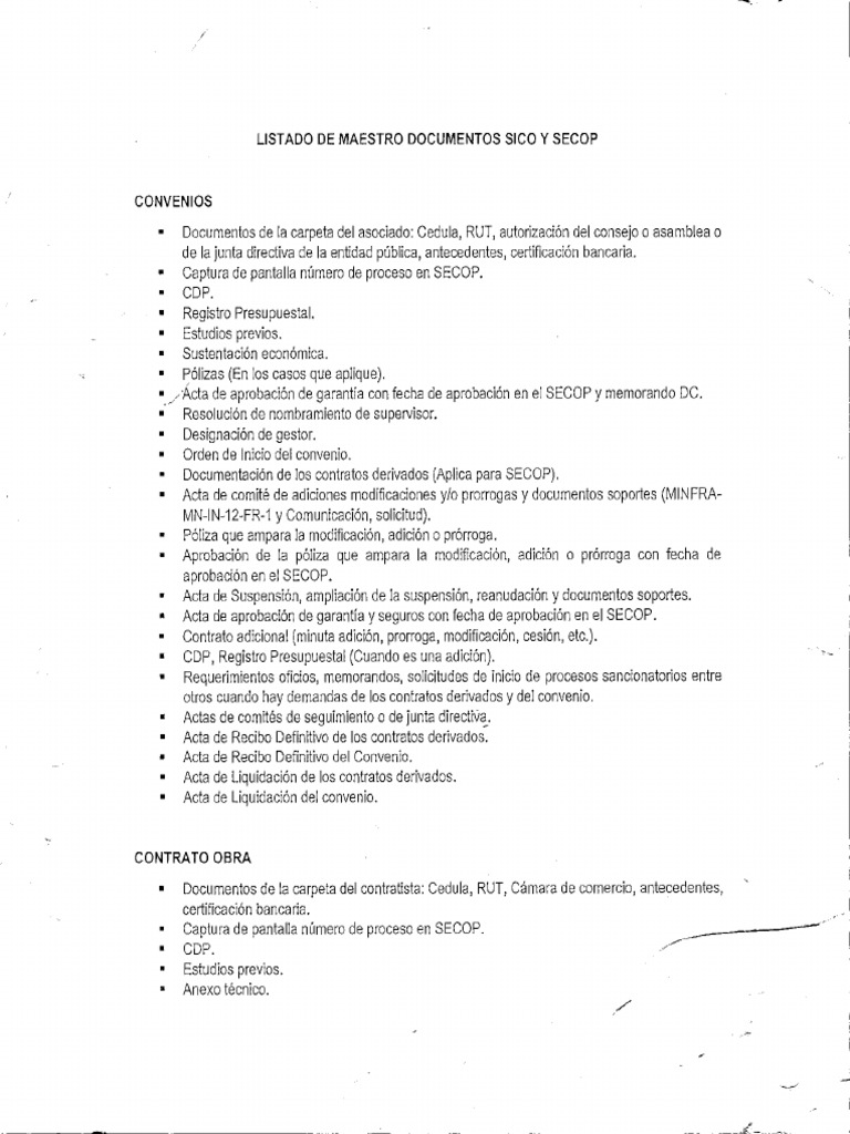 Maestro de Documentos Aplicativo Secop y Sico | PDF