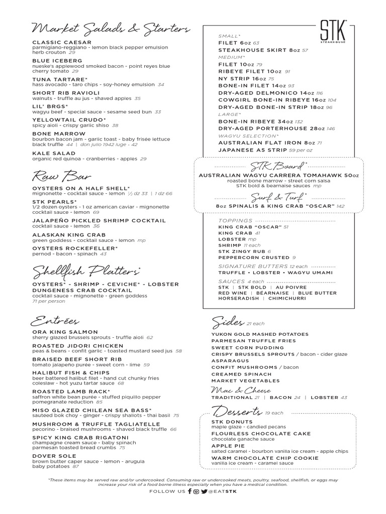 Stk Las Vegas Menu And Prices 2025 Pdf Wine Rose 