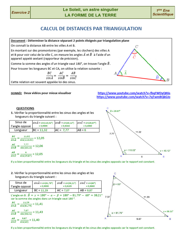 Triangulation et distances sur Terre | PDF | Fonction trigonométrique ...