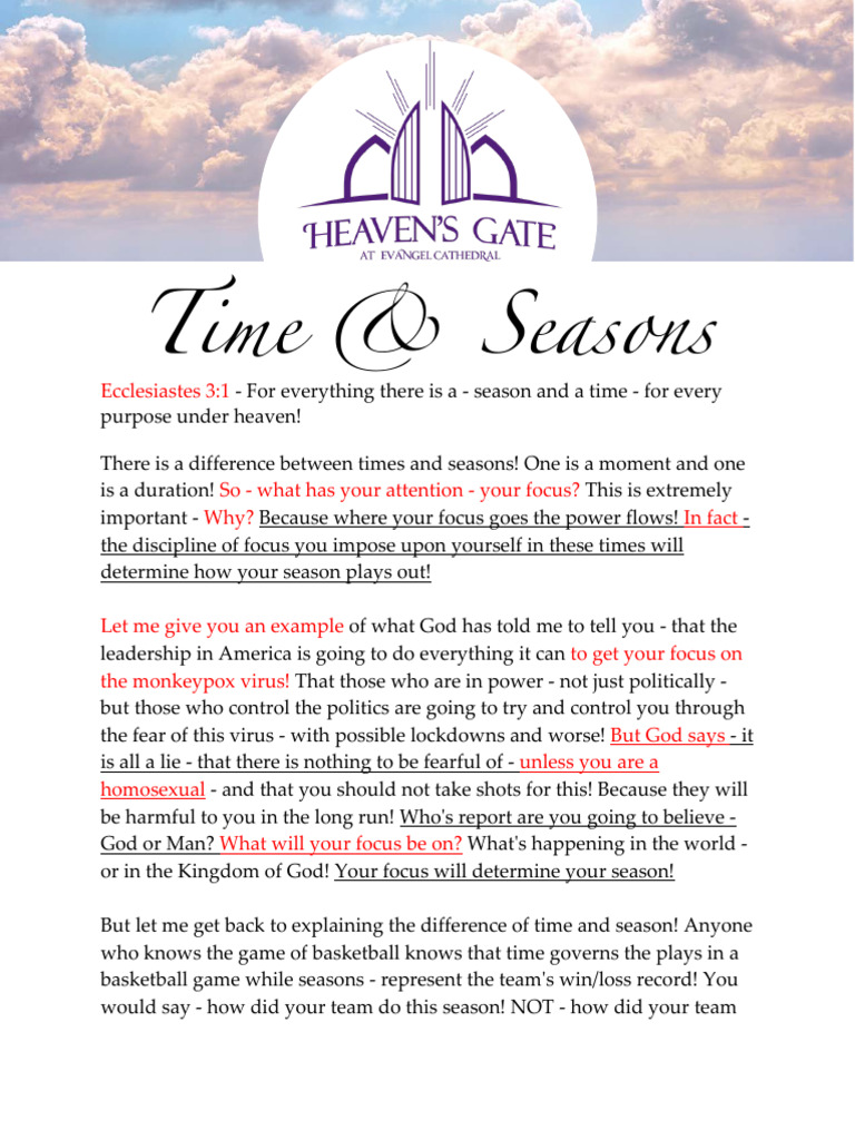 Time and Seasons PDF God Prayer