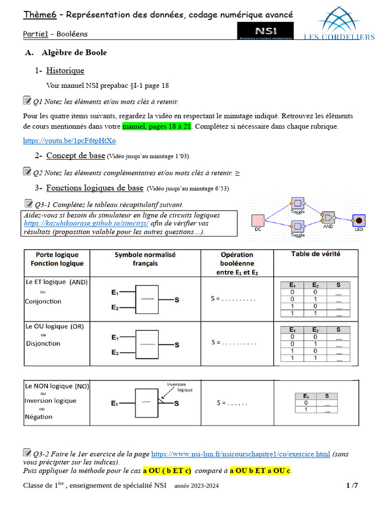 Booléens et Tables de Vérité en Python | PDF | Algèbre de Boole ...