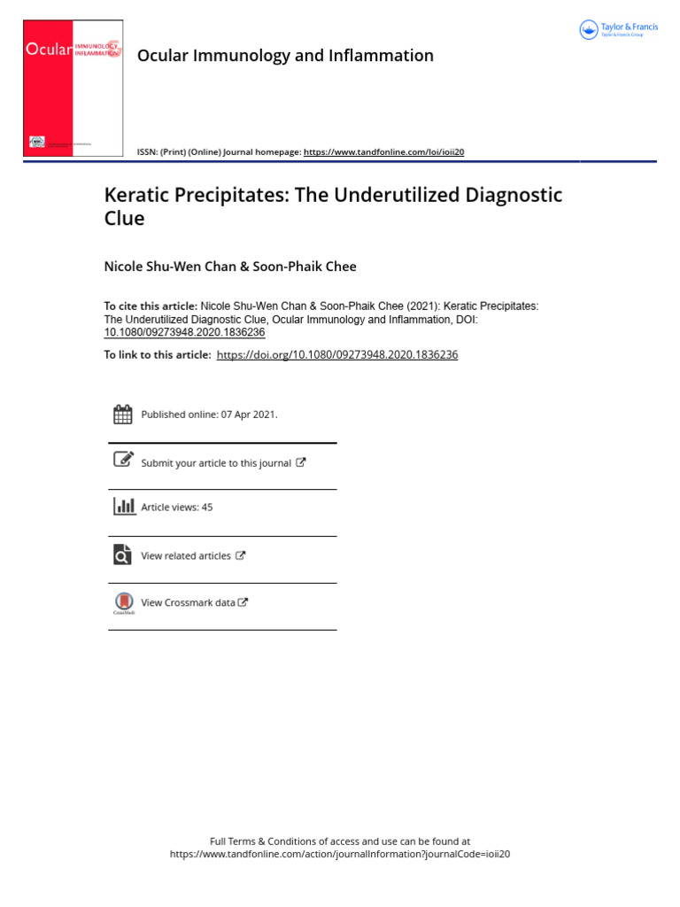 Keratic Precipitates: A Comprehensive Guide To Diagnosis And Management