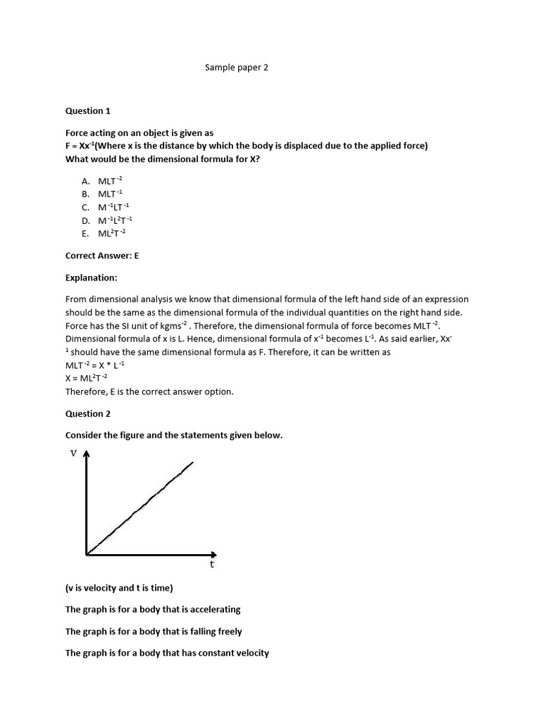 Dimensional Analysis and Physics Problems | PDF | Force | Velocity
