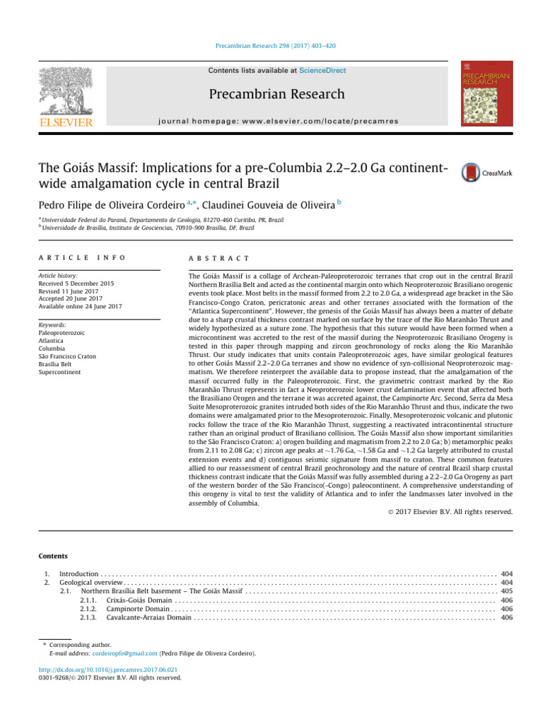 2017 - Cordeiro - Oliveira - The Goiás Massif Implications For A Pre ...