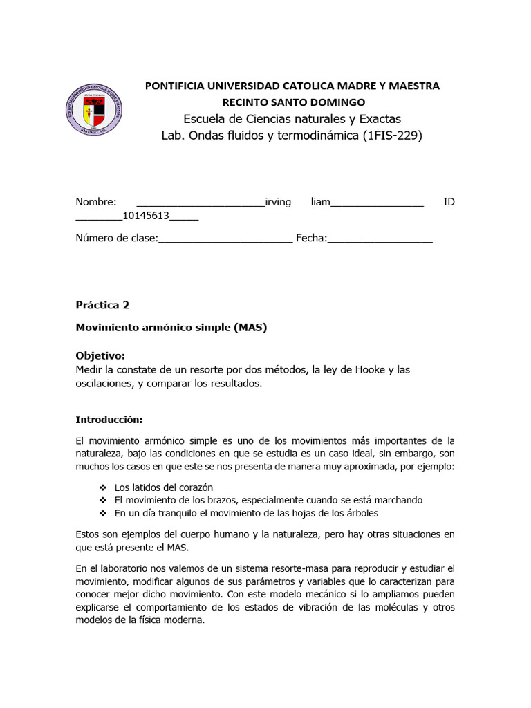 Practica 2 Ondas (Calixto) | PDF | Oscilación | Cantidades fisicas