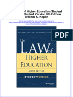 The Law of Higher Education Student Version Student Version 6Th Edition William A Kaplin Online Ebook Texxtbook Full Chapter PDF