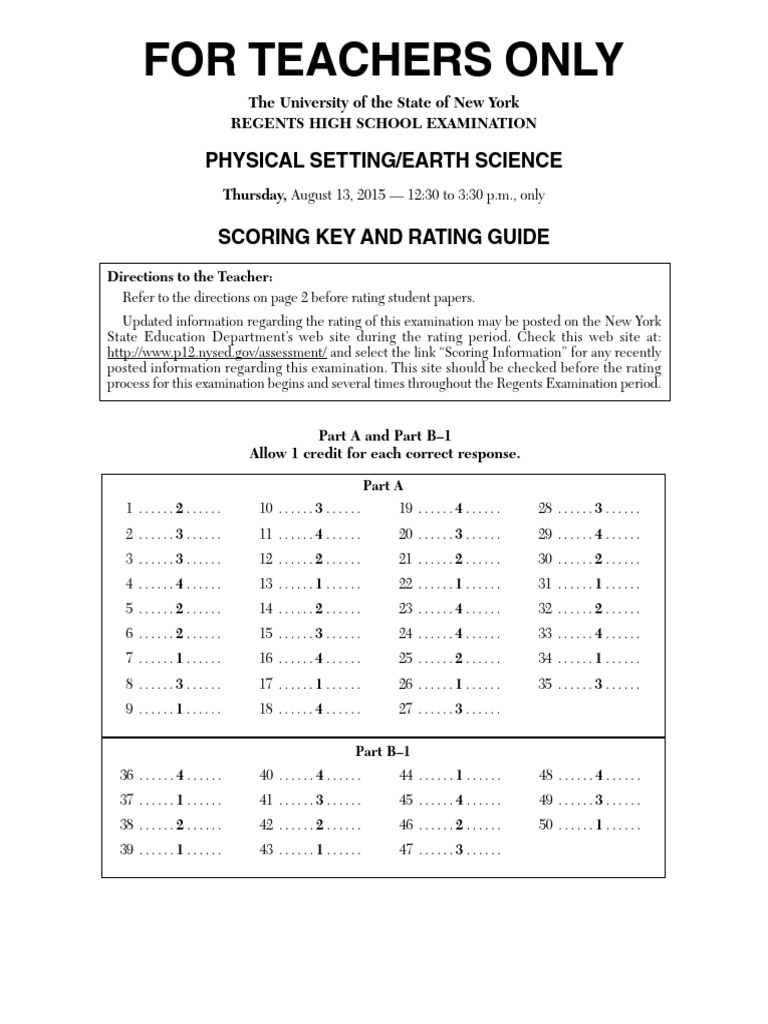Earth Science Regents Exam Scoring Guide | PDF | Planets | Jupiter