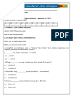 Avaliaçao de Ingles Escola Nossa Senhora Das Gracas IV Unidade (EJA)