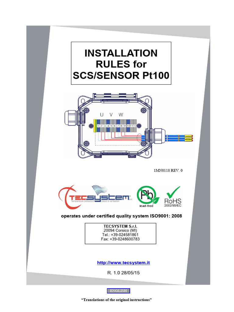 Pt100 Sensor Installation Guidelines | PDF | Transformer | Waste
