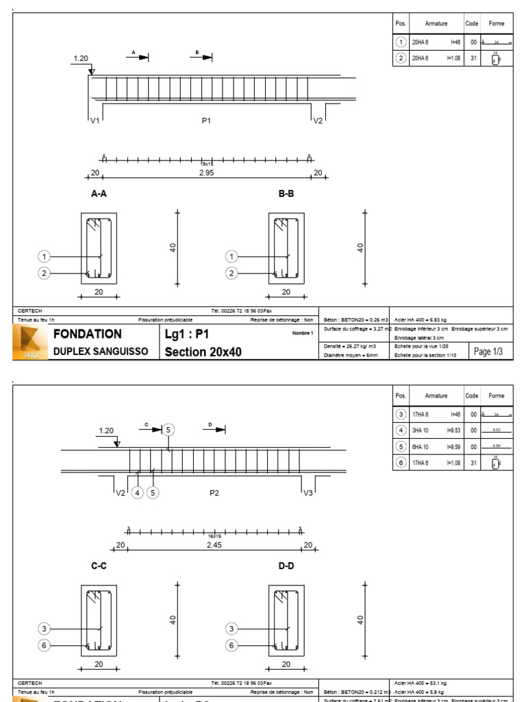 Longrines en béton préfabriqué 20x40 PDF Béton Ingénierie civile — free download