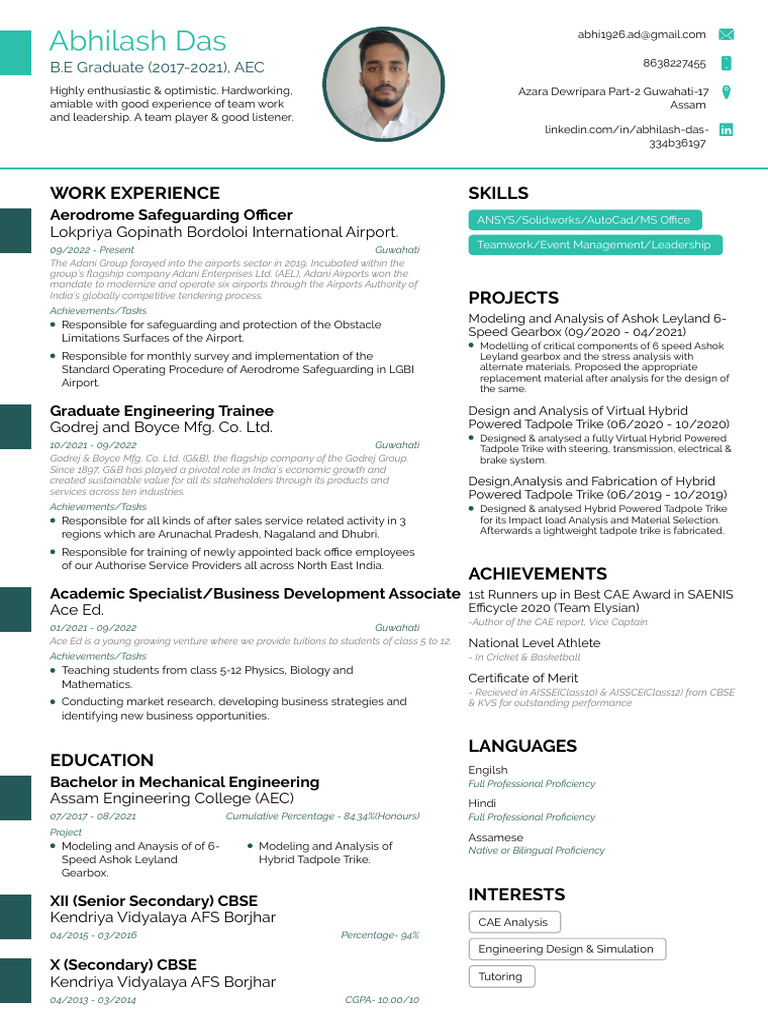 Abhilash Das: Mechanical Engineer Resume | PDF