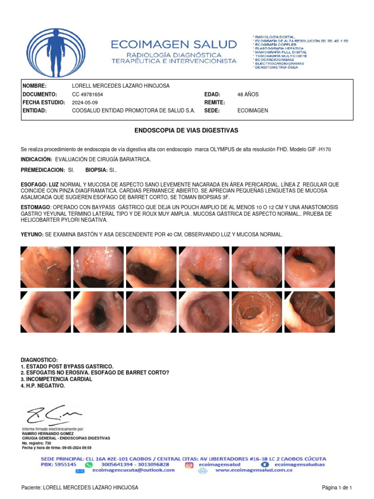 Resultados de Endoscopia Digestiva | PDF | Salud y bienestar | Ciencia ...