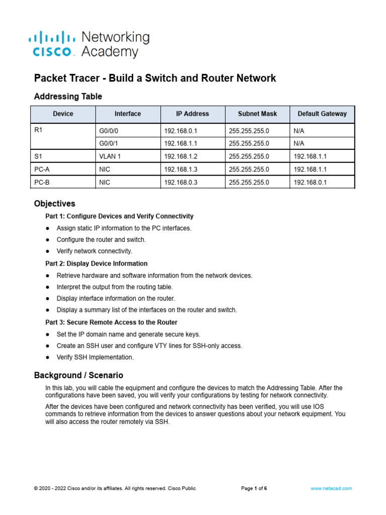 Build A Switch and Router Network | PDF | Router (Computing) | Ip Address