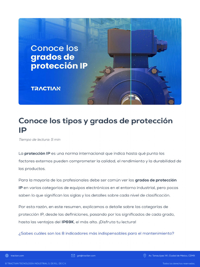 Conoce Los Tipos y Grados de Protección IP | PDF