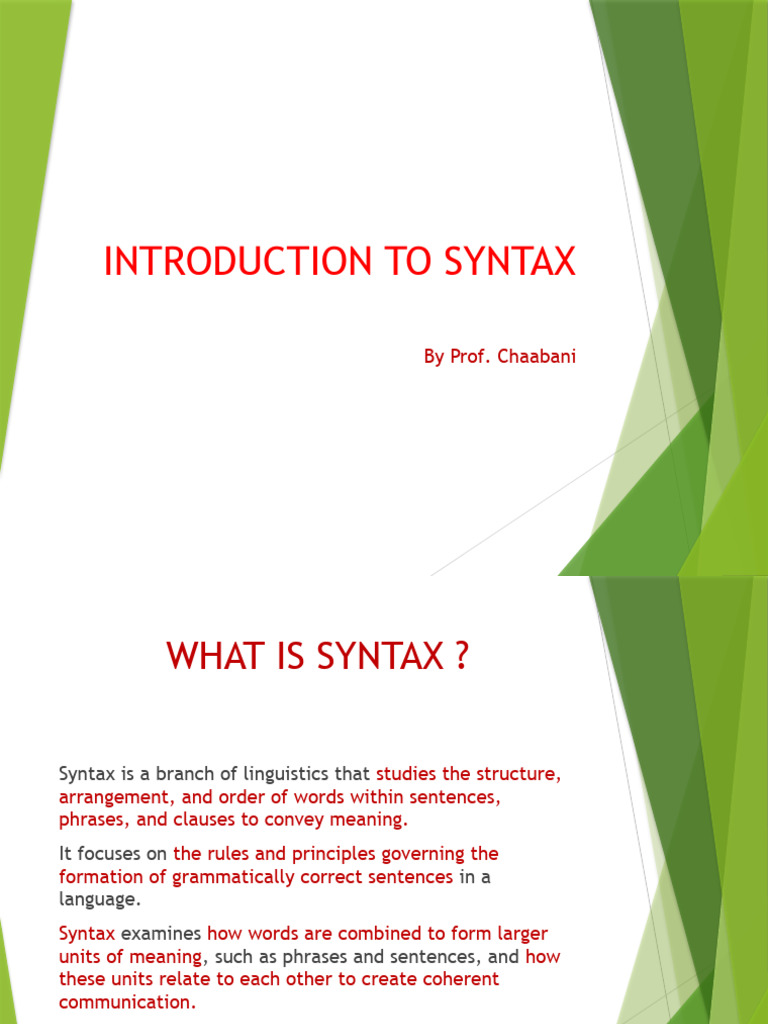 Introduction to Syntax Principles | PDF | Syntax | Phrase