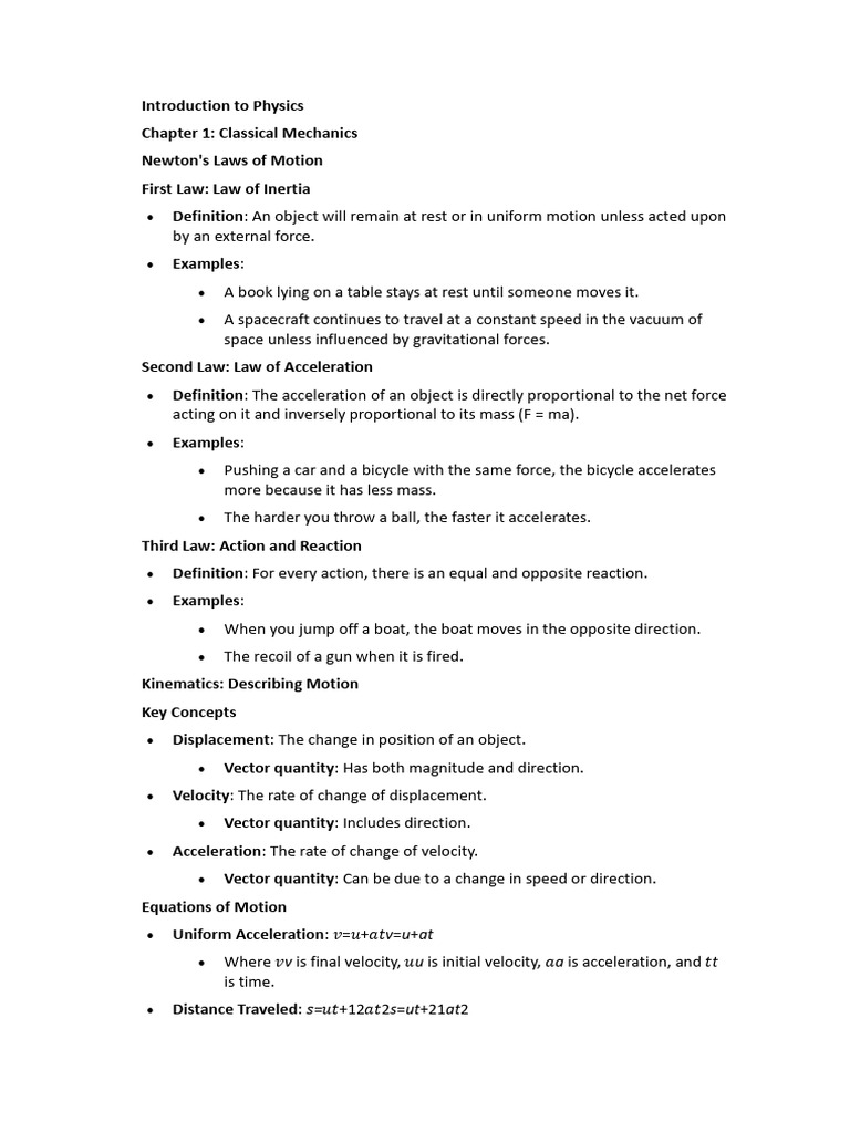 Physics - Classical Mechanics Notes | PDF | Philosophy | Teaching ...