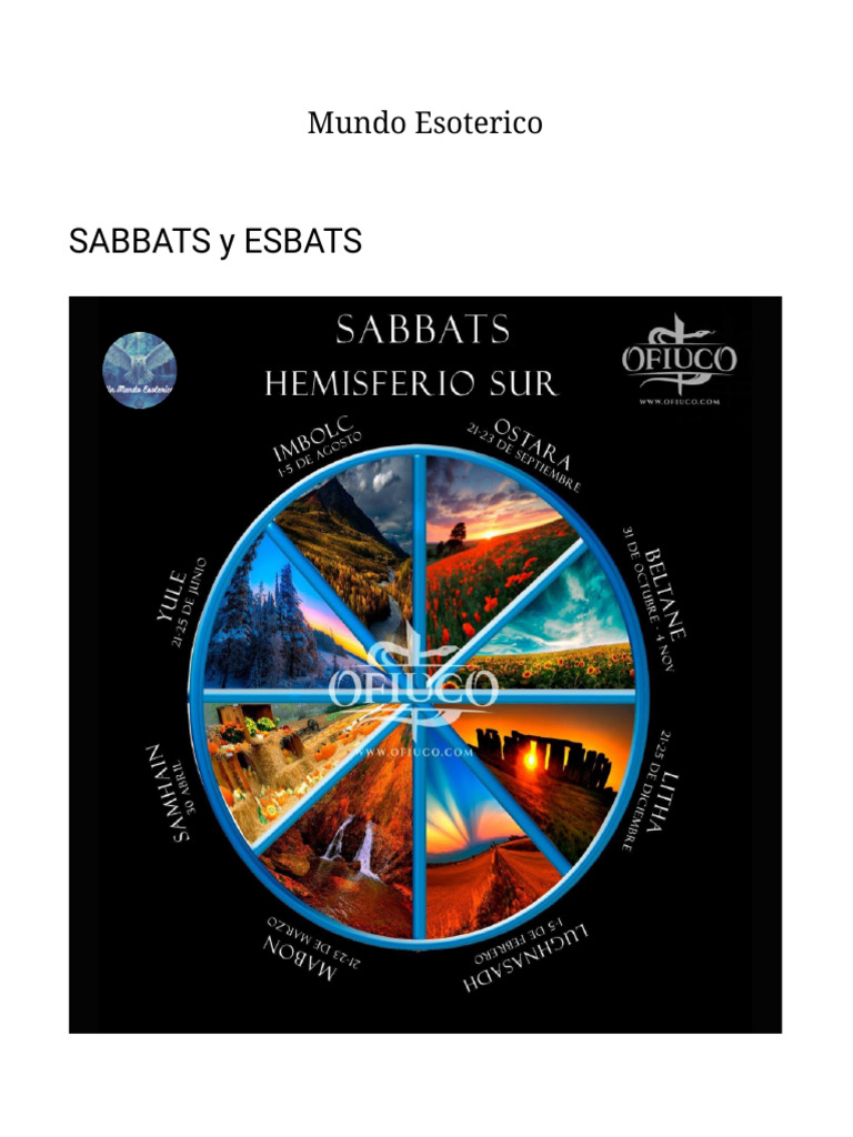 Sabbats y Esbats en el Hemisferio Sur | PDF | Ciencias sociales | Historia