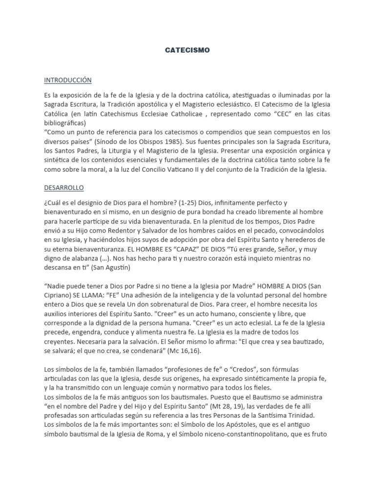 Catecismo: Fe y Doctrina Católica | PDF | Iglesia Católica | Fe