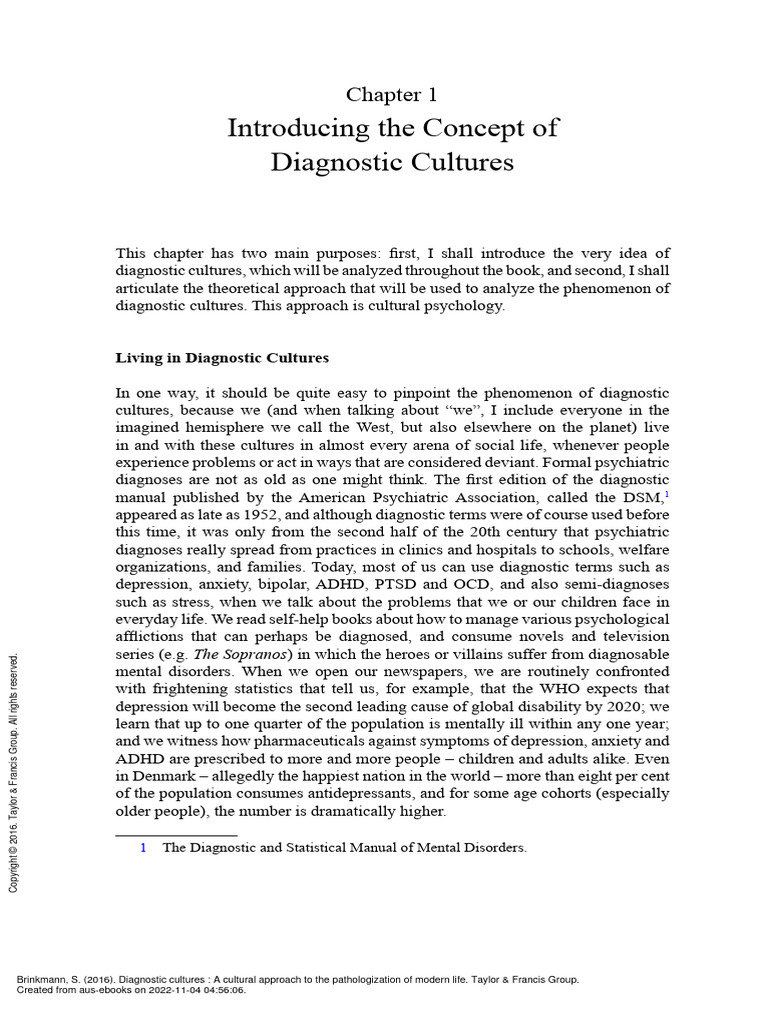 Introducing The Concept of Diagnosis Cultures | PDF | Diagnostic And ...