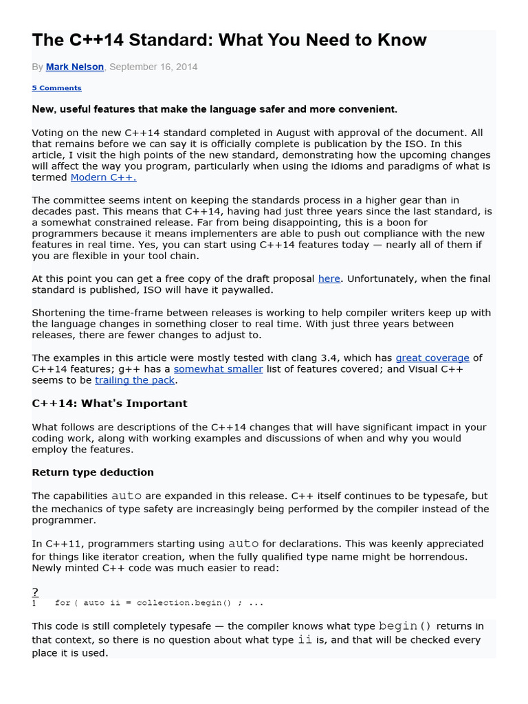 C++14 Essentials for Developers | PDF | Anonymous Function | Computer ...
