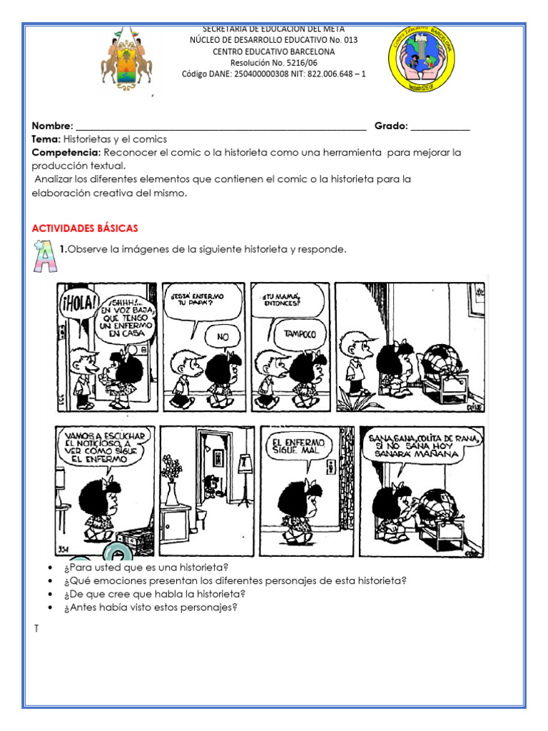 Actividades de Historieta para Quinto Grado | PDF | Cómics