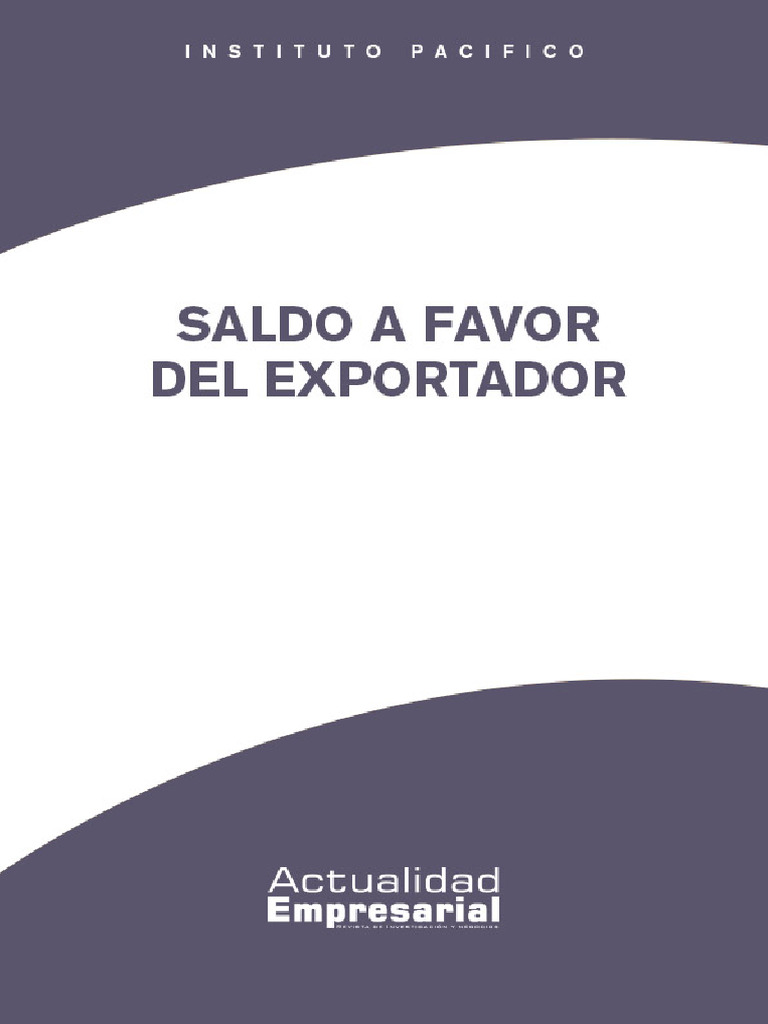 Saldo A Favor Del Exportador | PDF | Impuestos | Impuesto sobre la renta