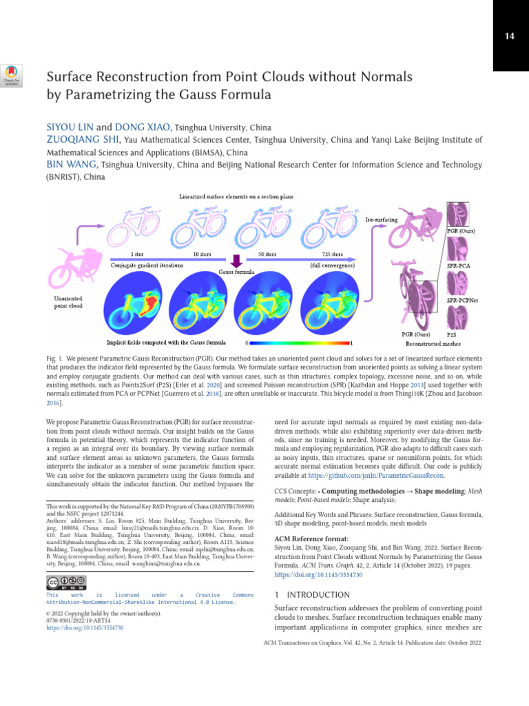 Surface Reconstruction From Point Clouds Without Normals by ...