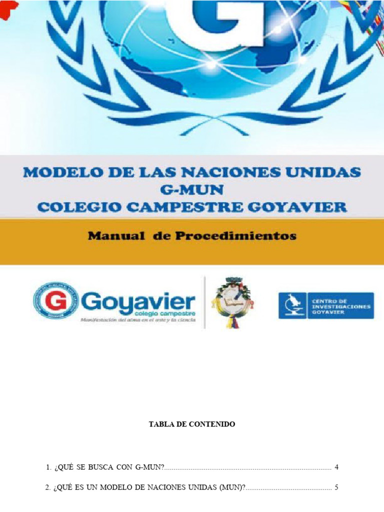 Manual De Procedimientos G Mun Pdf Naciones Unidas Relaciones