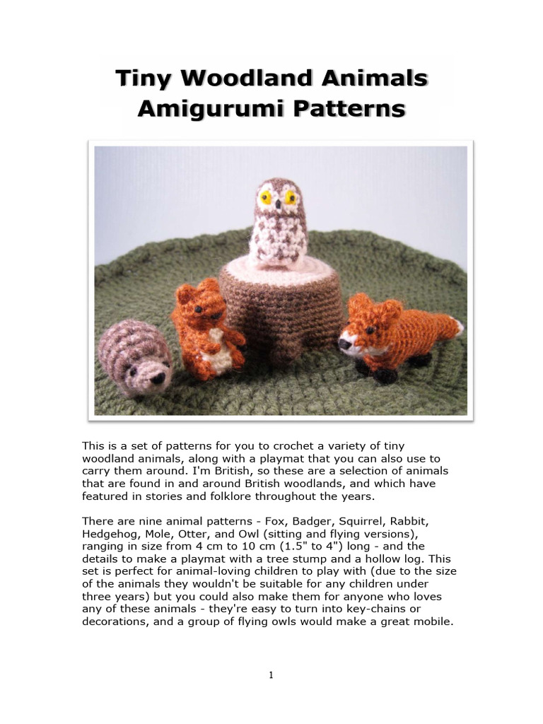 Tiny Woodland Animals Amigurumi Patterns PDF Crochet Knitting