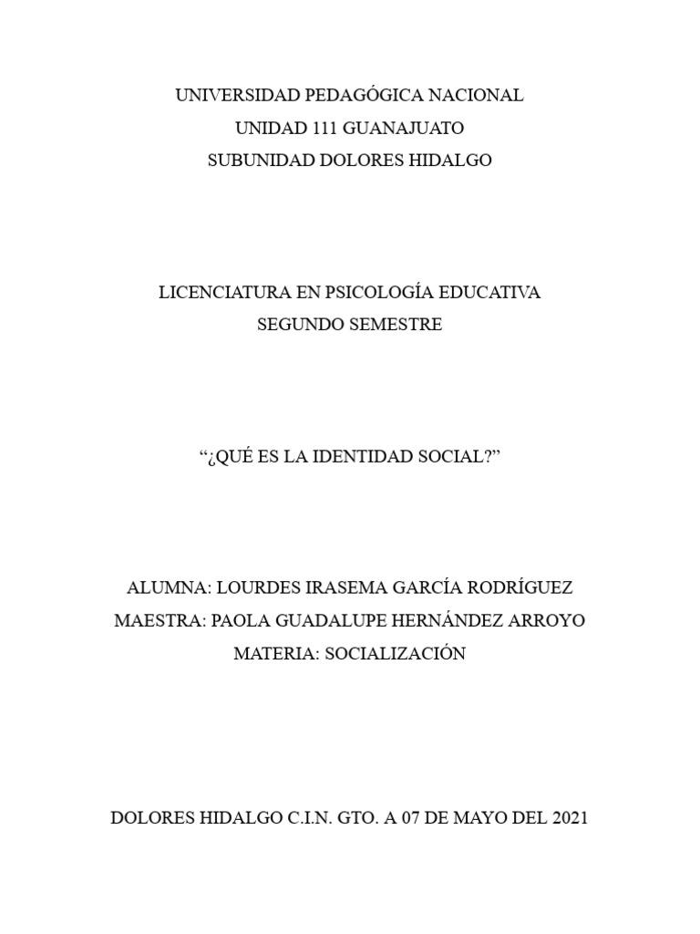 Definición de Identidad Social en Psicología | PDF | Grupo social ...