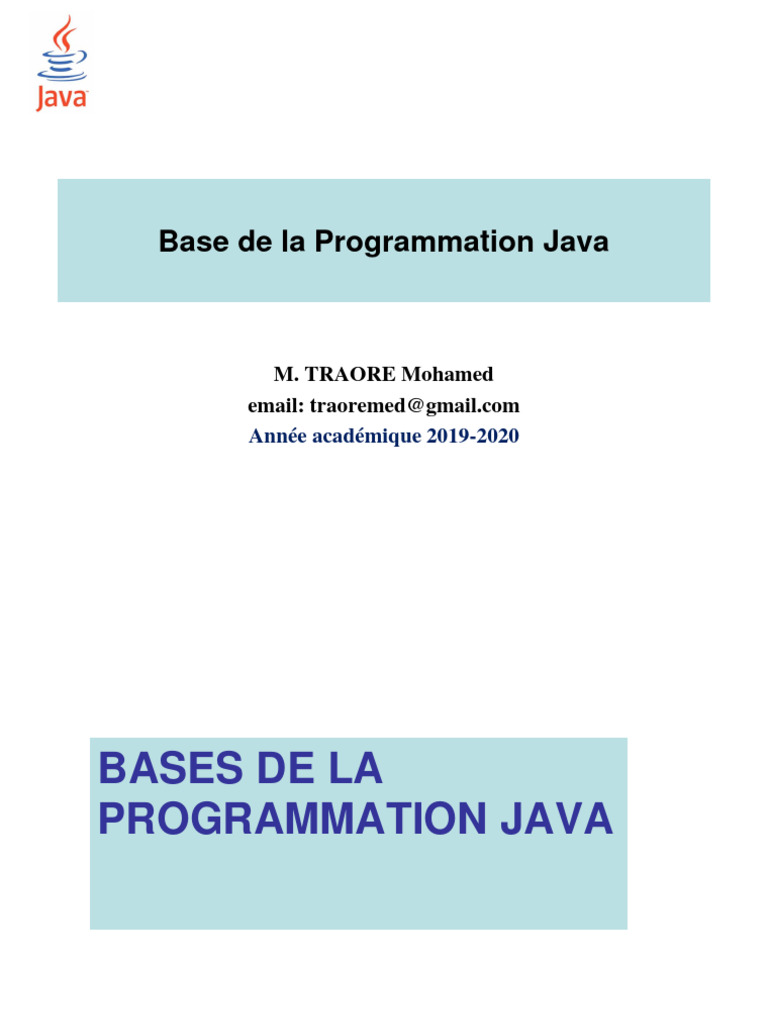 Introduction à la Programmation Java | PDF | Variable (informatique ...