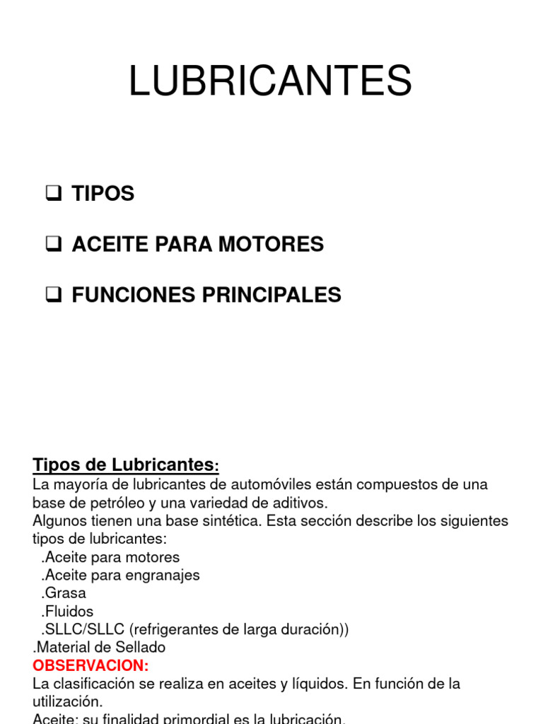 Presentacion lubricante pdf aceite de motor lubricante